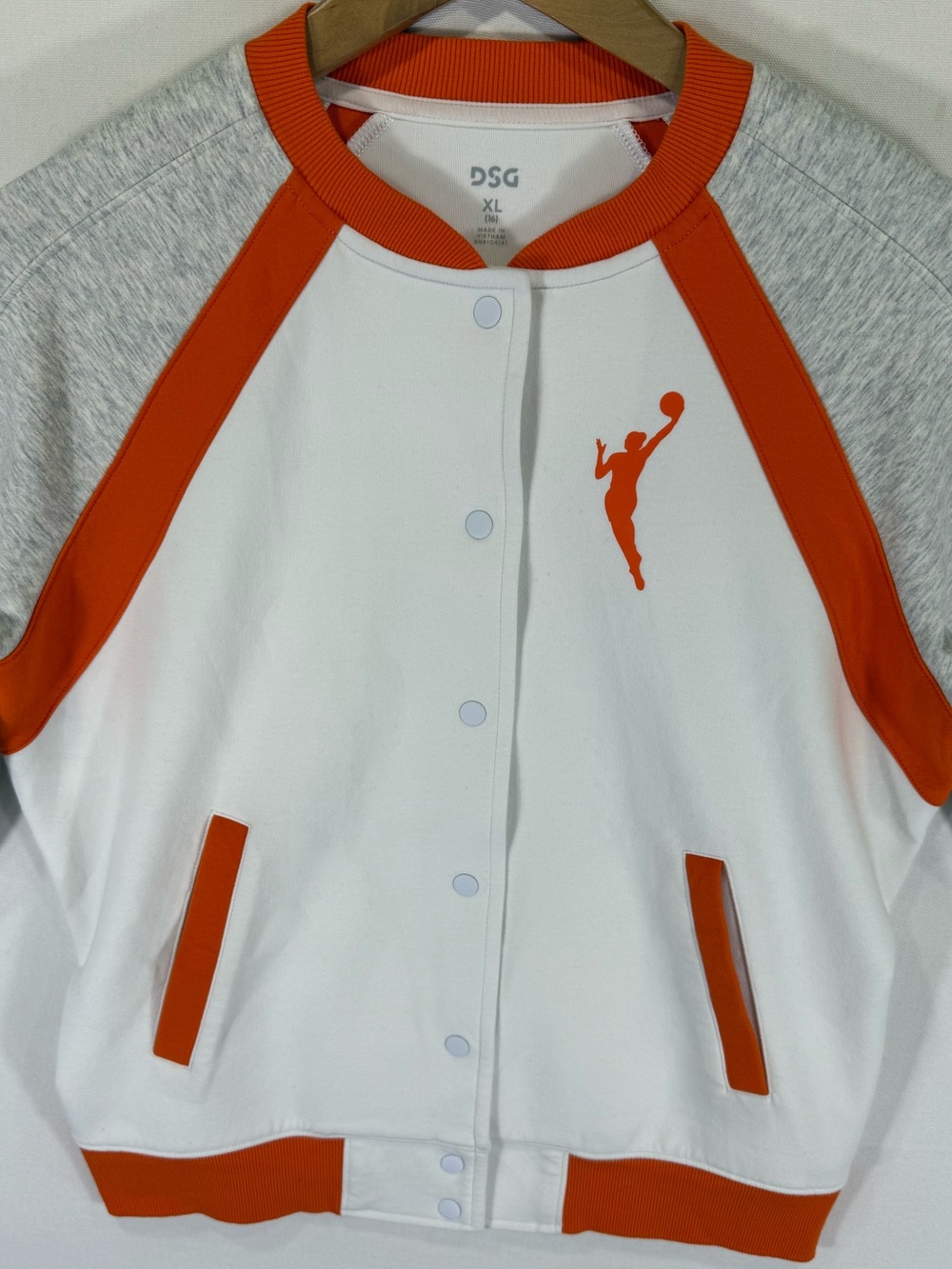 DSG White, Orange & Gray Kids WNBA Varsity Jacket